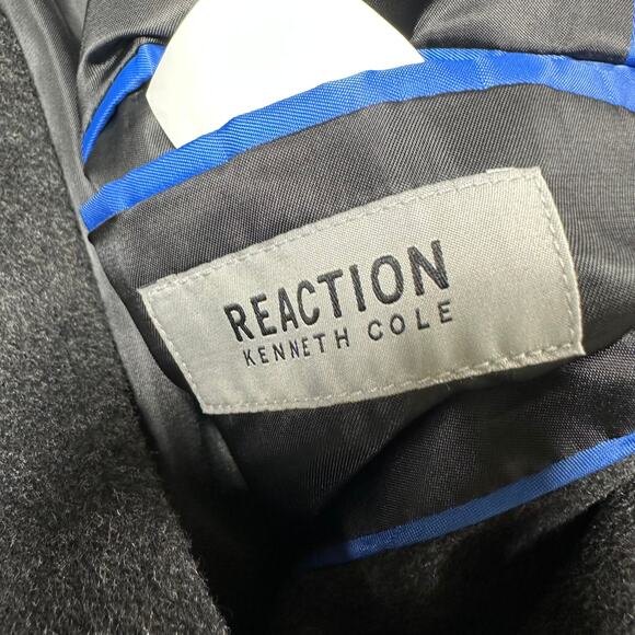 Kenneth Cole Reaction NWT Men's Raburn Wool Blend Top Coat Size 40L Dark Gray - Picture 7 of 11